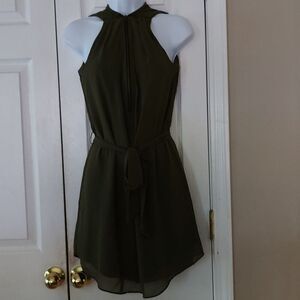 IZ Byer army green sleeveless belted dress Sz M